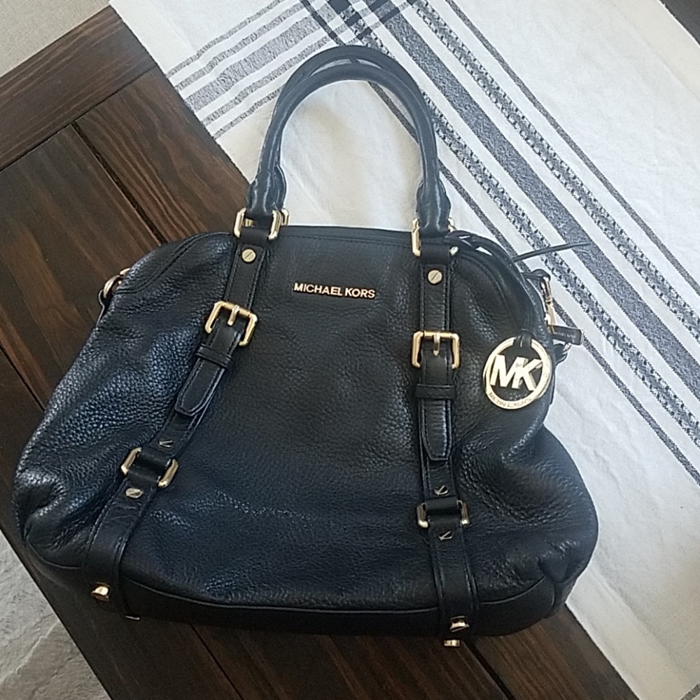 Black leather MK bowling bag style purse